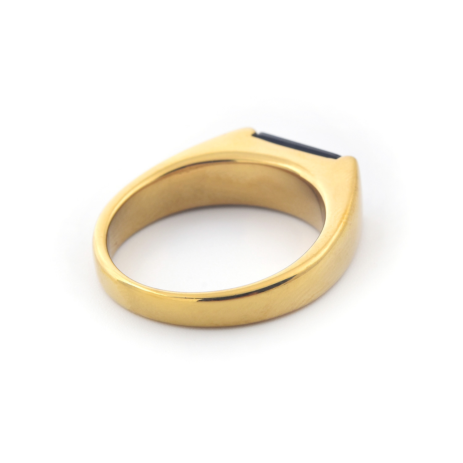 316L Stainless Steel Signet Ring - Black (angle 3)