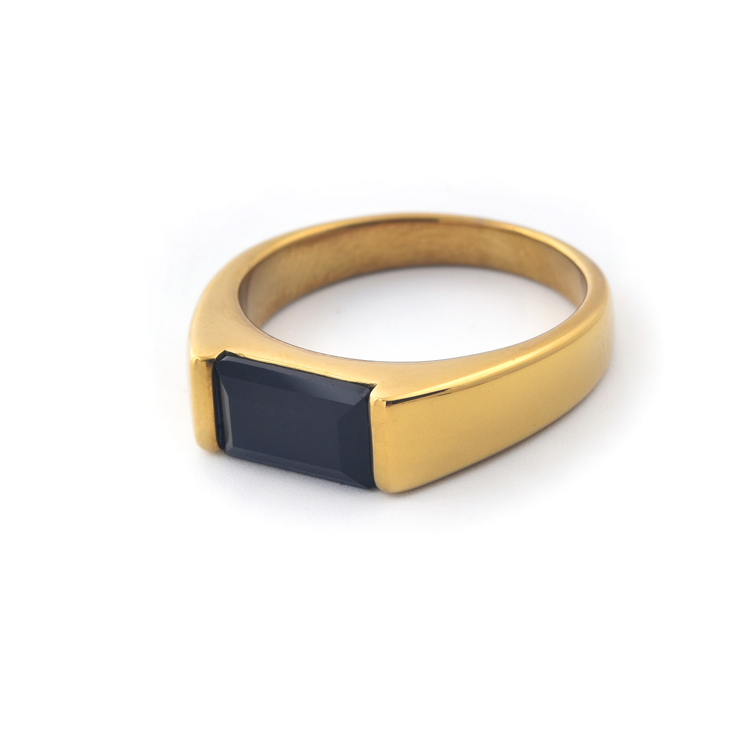 316L Stainless Steel Signet Ring - Black (angle 2)