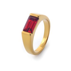 316L Stainless Steel Signet Ring - Red